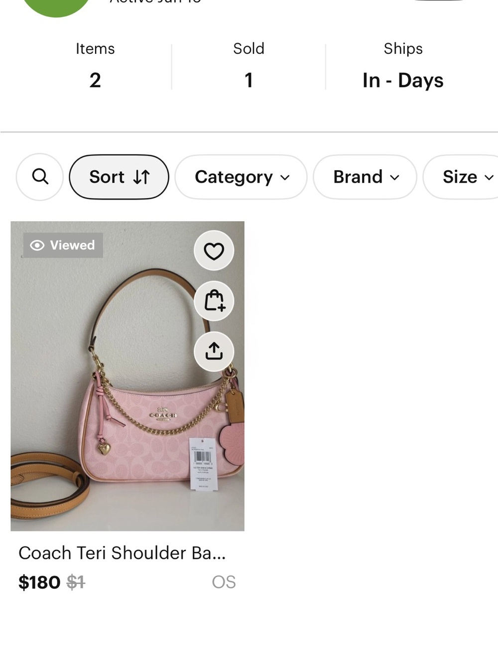 Coach Pink Signature Logo Mini Shoulder Bag with Gold Chain Detail - Picture 4 of 6